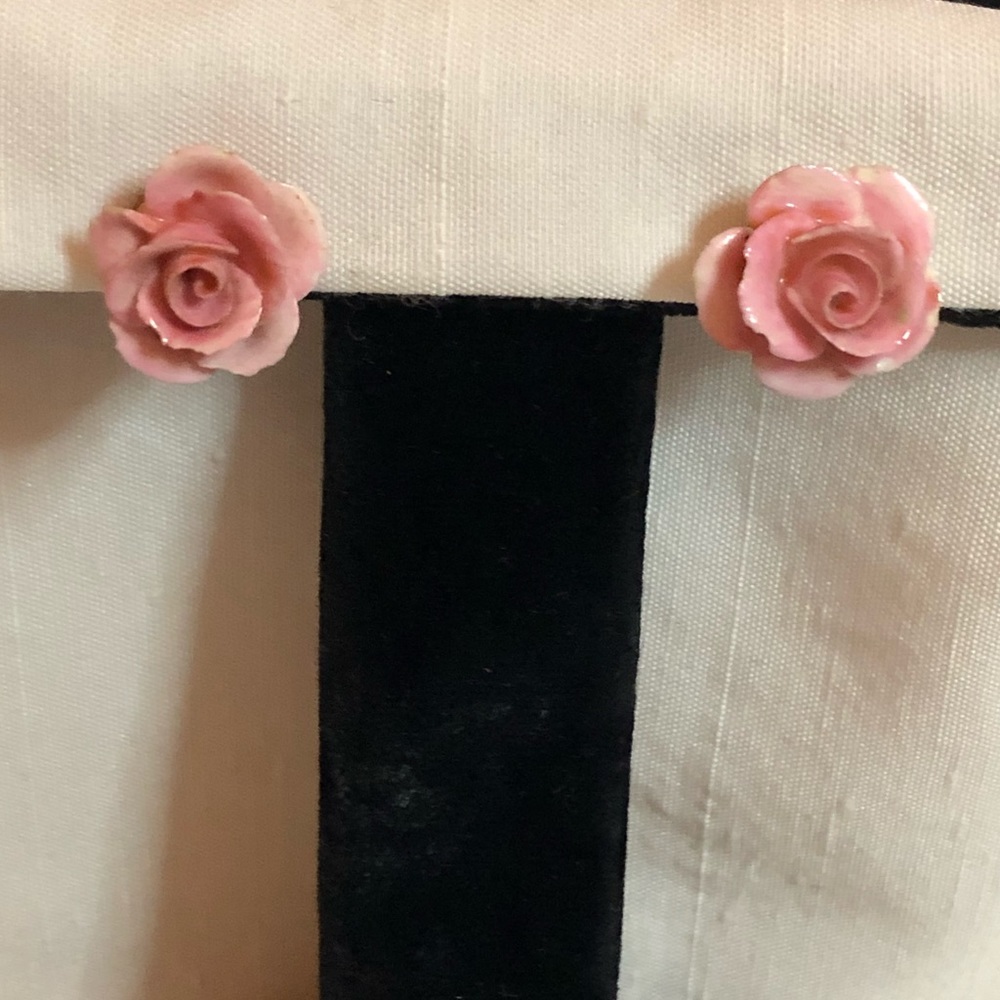 Tiny Pink Vintage Rose Earrings